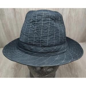 Lids Fedora Hat Men's Black with White Pinstripes‎ Size S/M